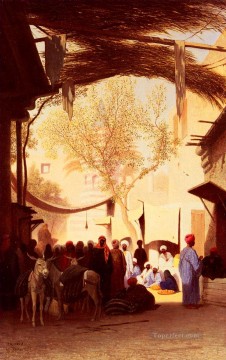  orientalista Pintura al %C3%B3leo - Un mercado El Cairo Orientalista árabe Charles Theodore Frere